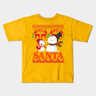 christmas santa snowflakes sweater pattern design Kids T-Shirt